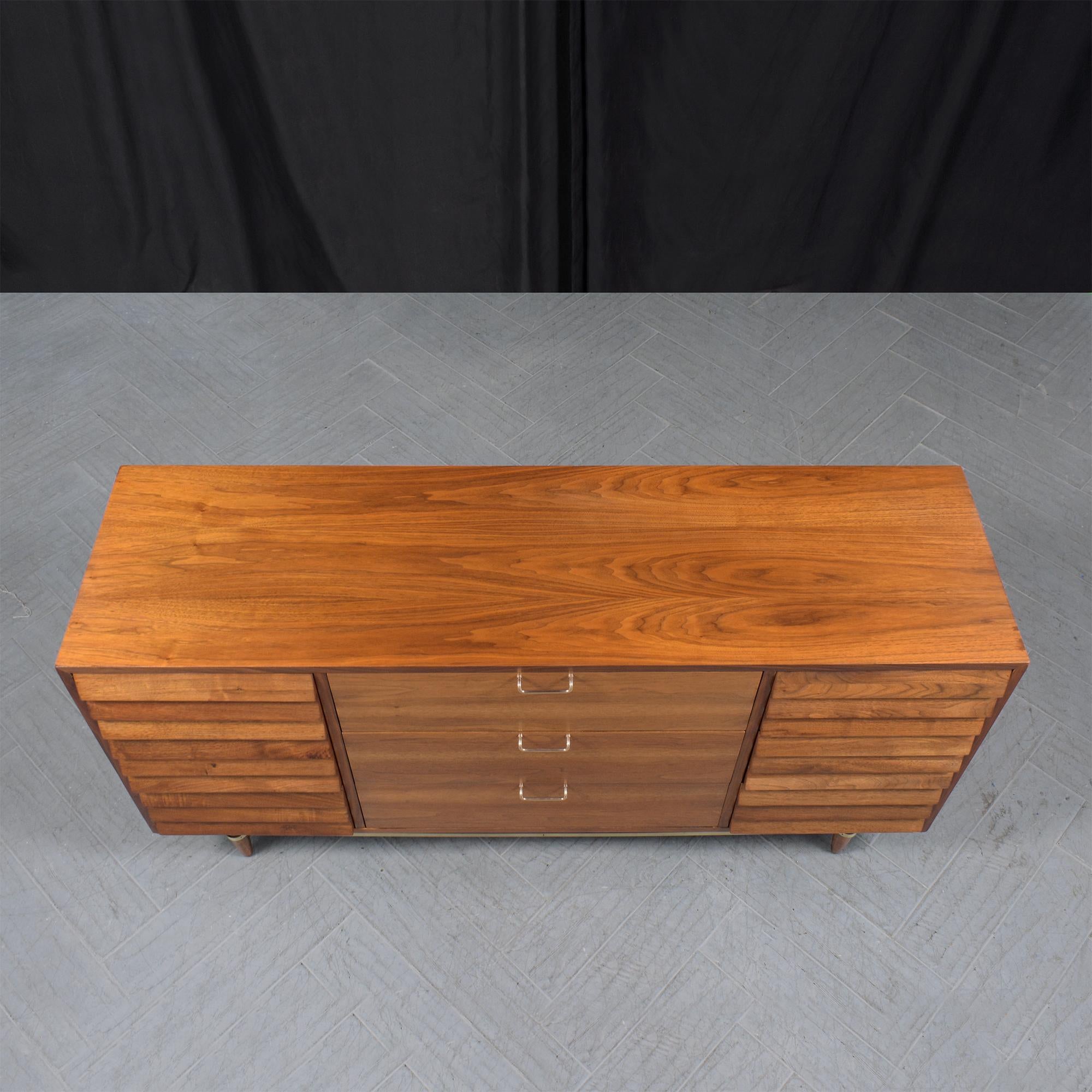 Restored Mid-Century Modern Walnut Dresser: Timeless Elegance & Function For Sale 1