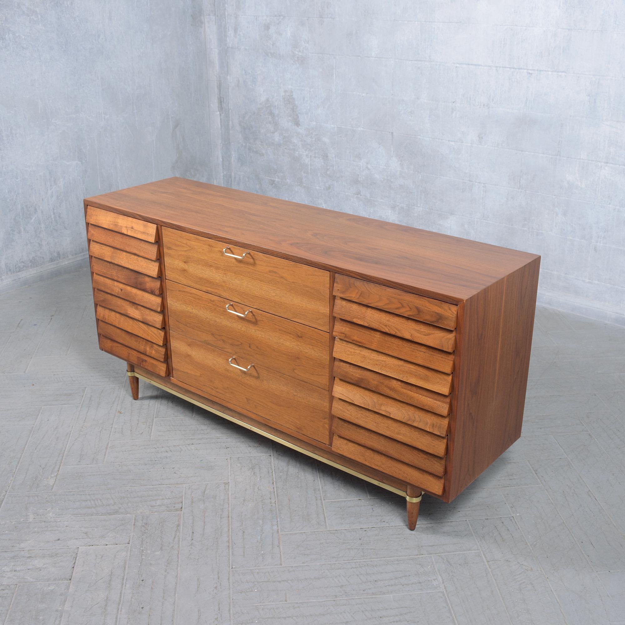 Restored Mid-Century Modern Walnut Dresser: Timeless Elegance & Function For Sale 2