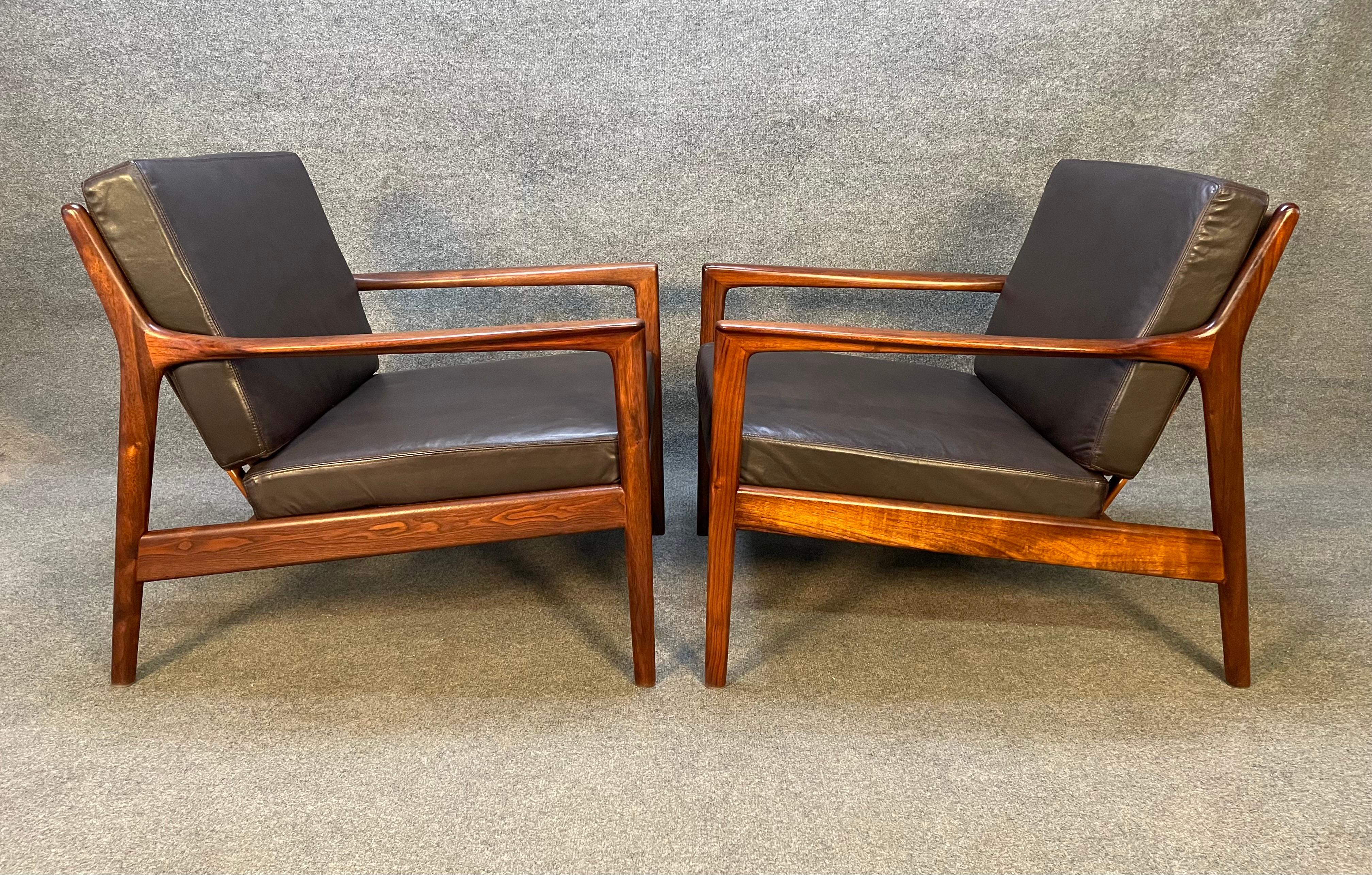 Vintage Mid-Century Modern Walnut DUX Lounge Chairs 