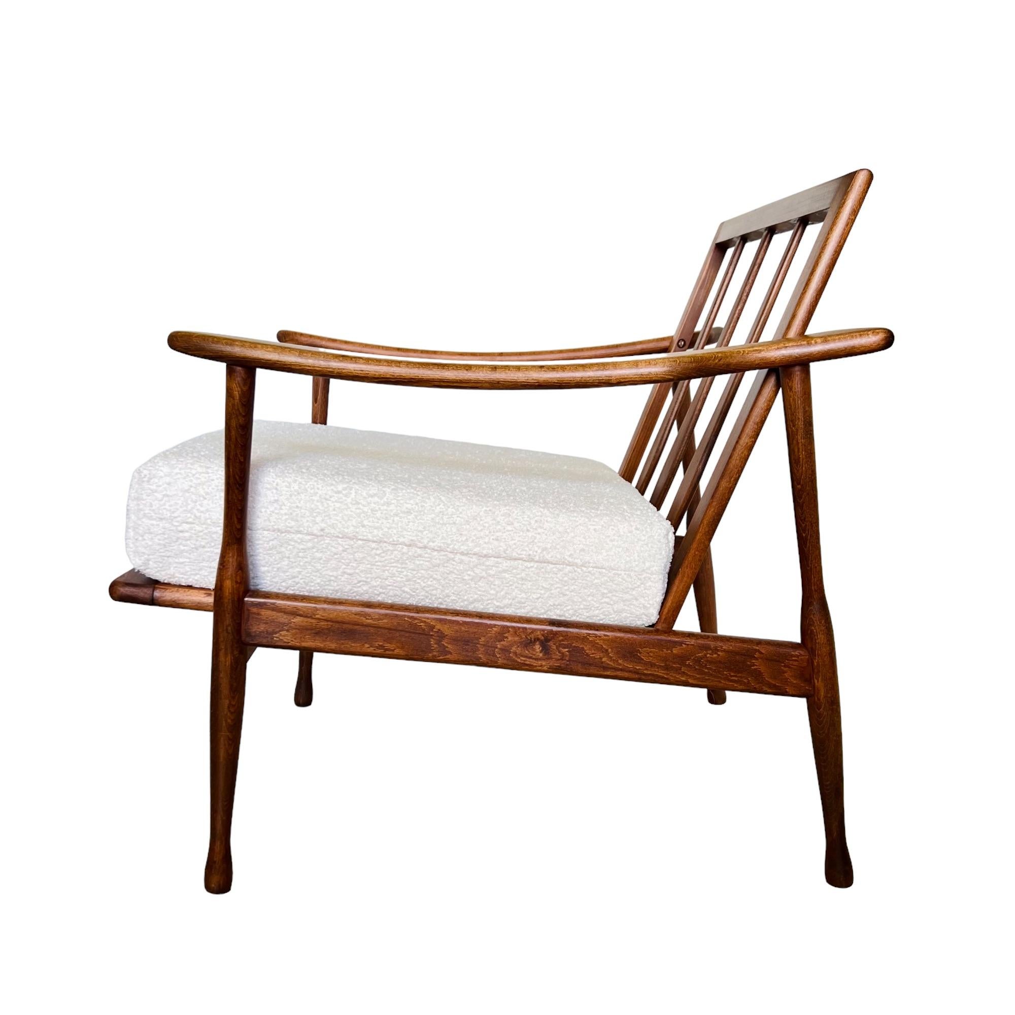 Carved Vintage Mid-Century Modern Walnut Easy Chair