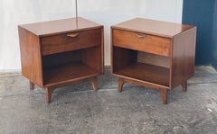 Vintage Mid-Century Modern Walnut End Table Set. Dovetail Drawers by Lane