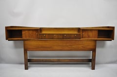Vintage Mid-Century Modern Walnut Full Size Storage Bookcase Bed Headboard