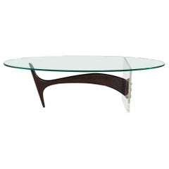 Vintage Mid-Century Modern Walnut Glass & Acrylic Coffee Table