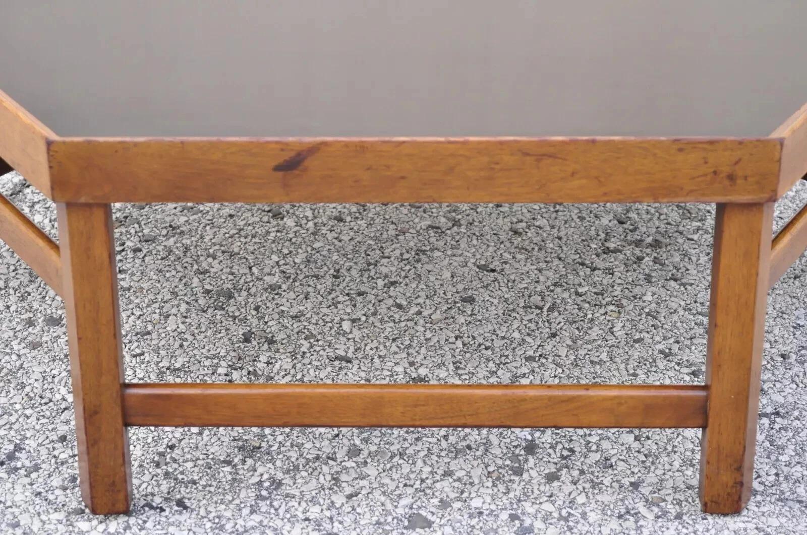 Vintage Mid Century Modern Walnut Hexagonal Coffee Table with Black Masonite Top For Sale 2