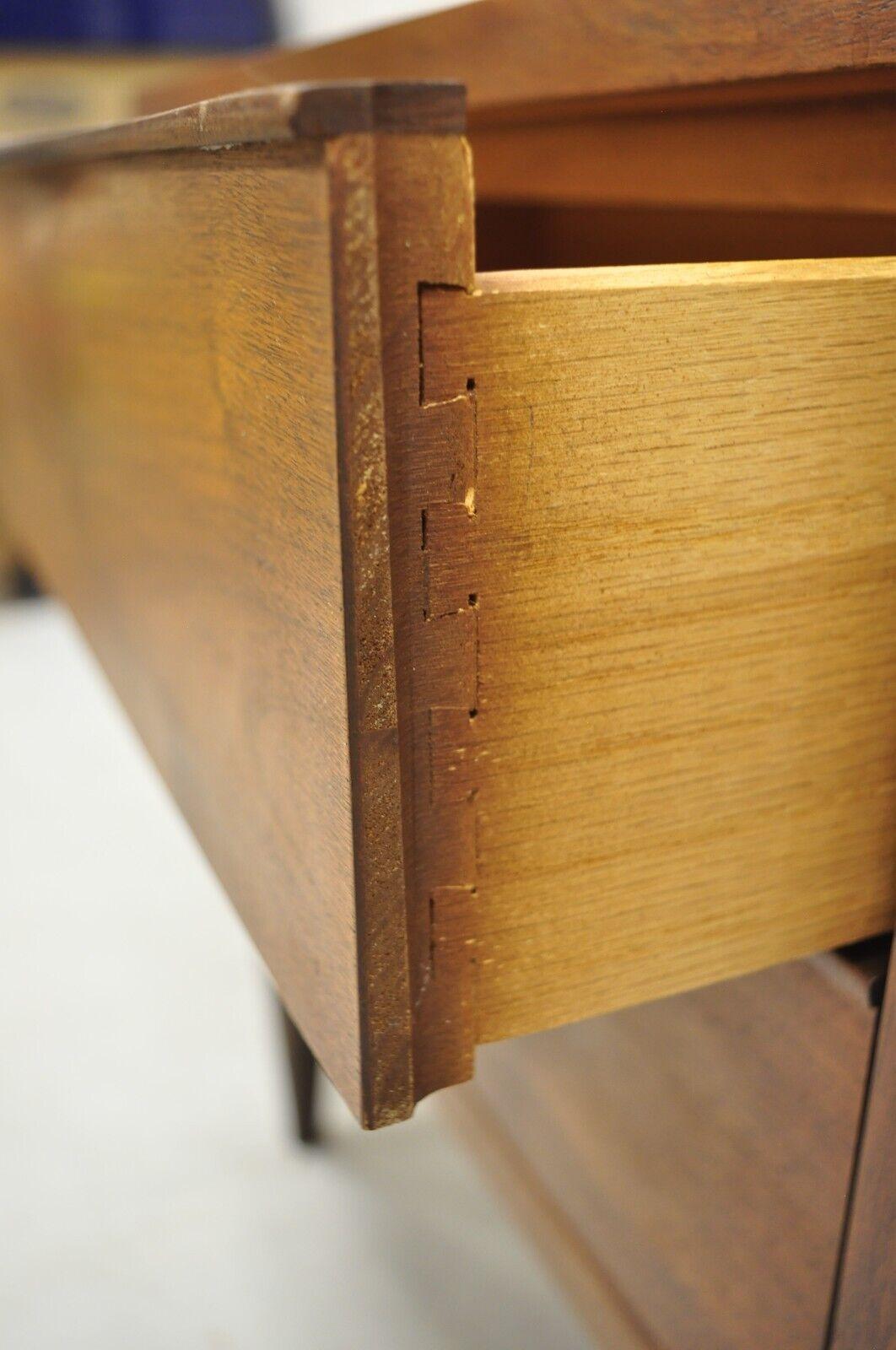 Vintage Mid-Century Modern Walnut Laminate Top Nightstand with Sculpted Pulls 3