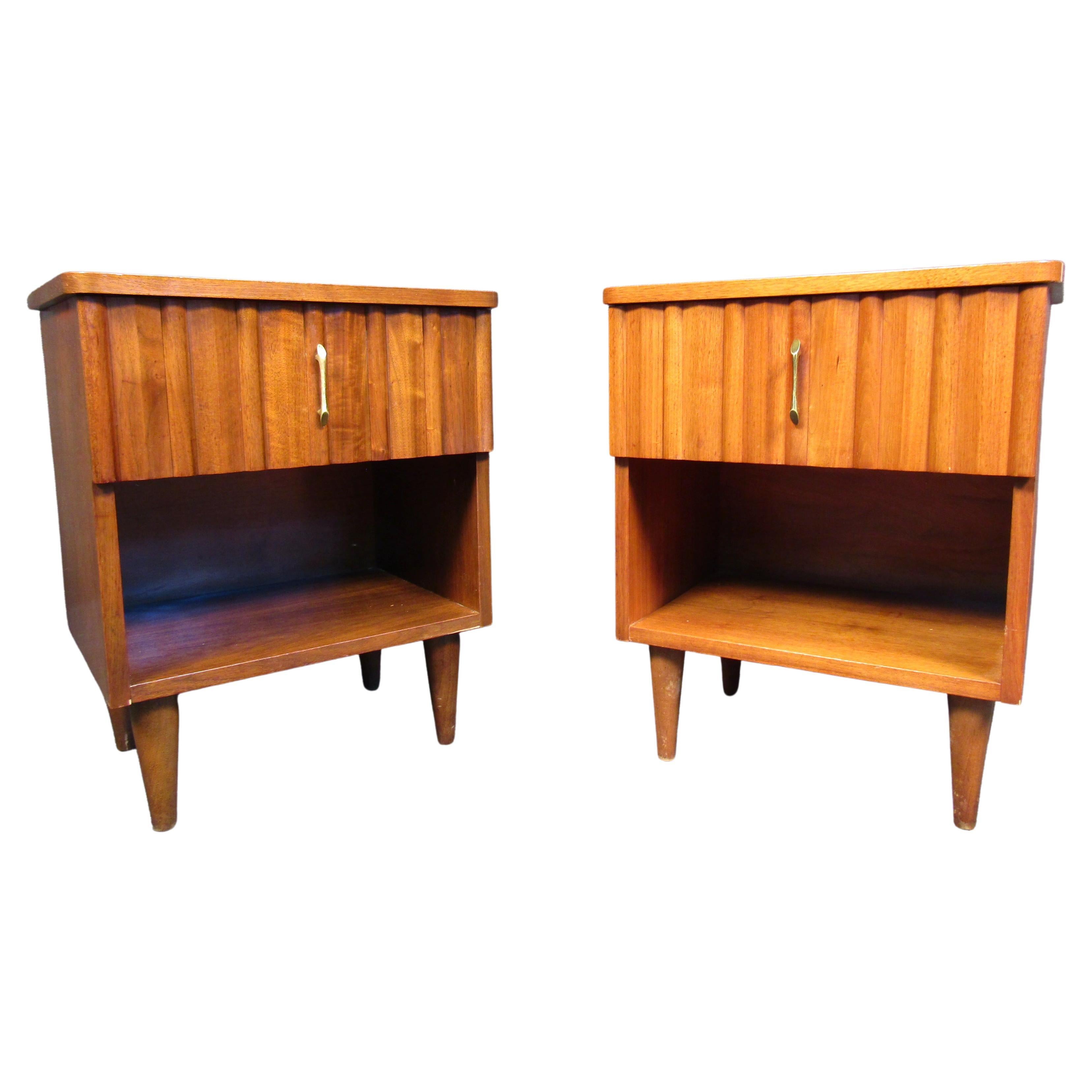 Vintage Mid-Century Modern Walnut Nightstands