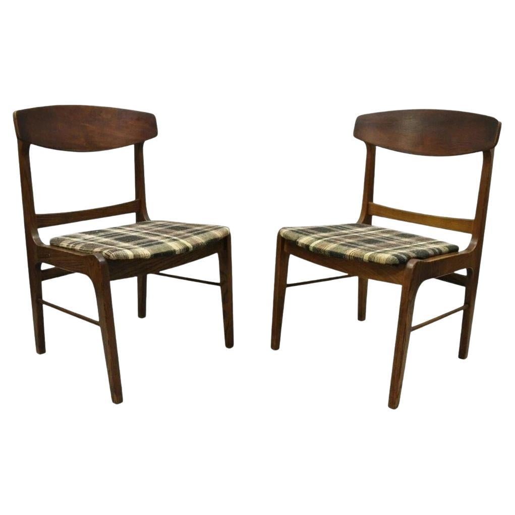 Vintage Mid Century Modern Walnut & Oak Sculptural Dining Side Chairs - a Pair For Sale