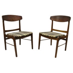 Vintage Mid Century Modern Walnut & Oak Sculptural Dining Side Chairs - a Pair