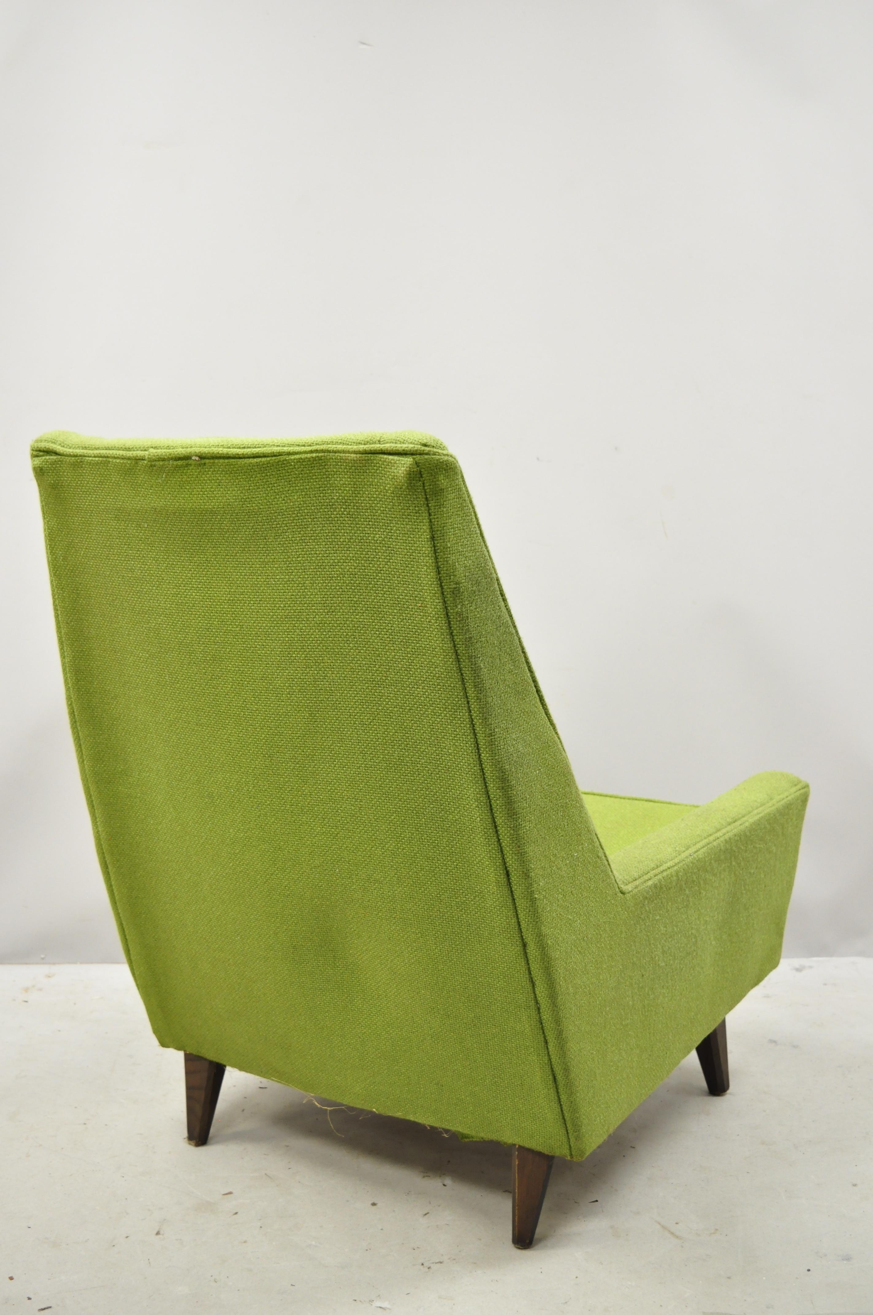 Vintage Mid-Century Modern Walnut Pearsall McCobb Style Green Lounge Chair 4