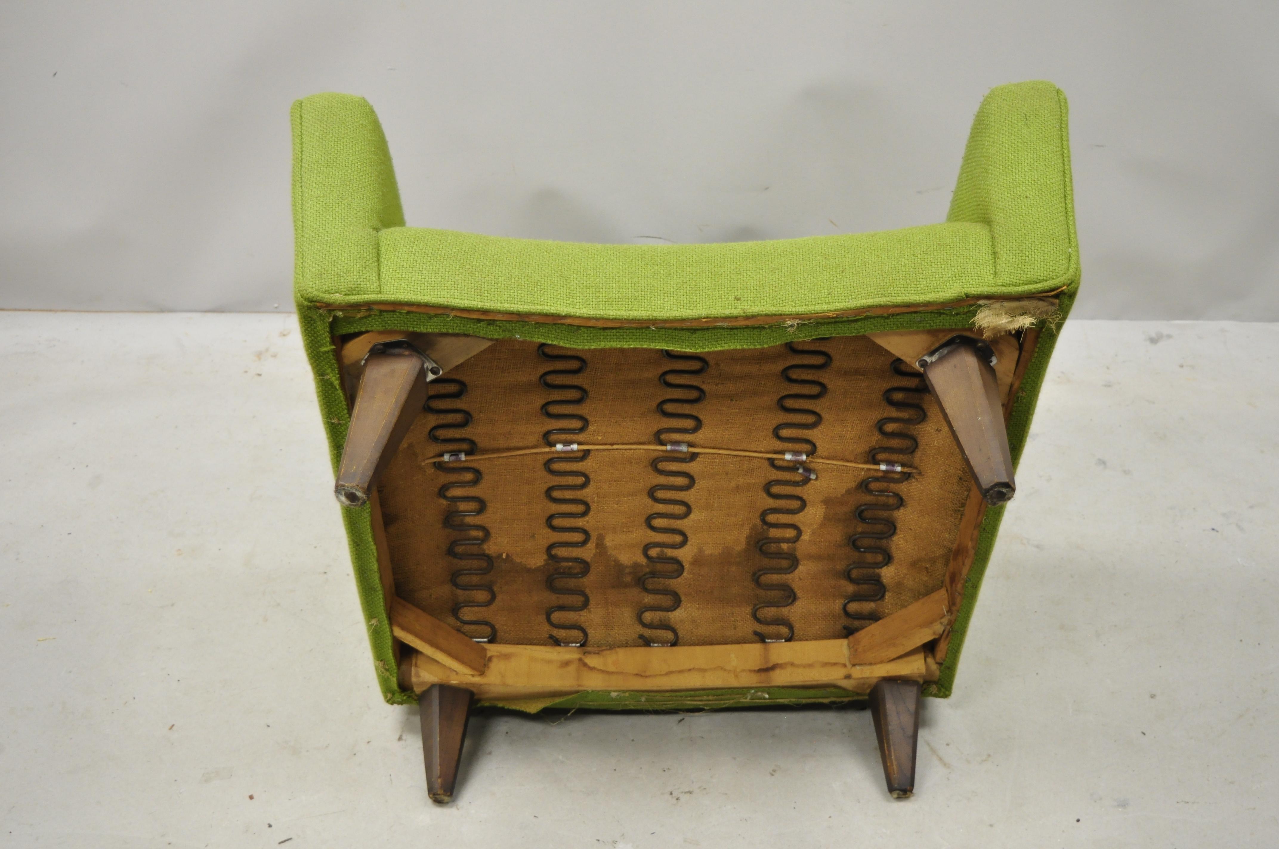 Vintage Mid-Century Modern Walnut Pearsall McCobb Style Green Lounge Chair 5