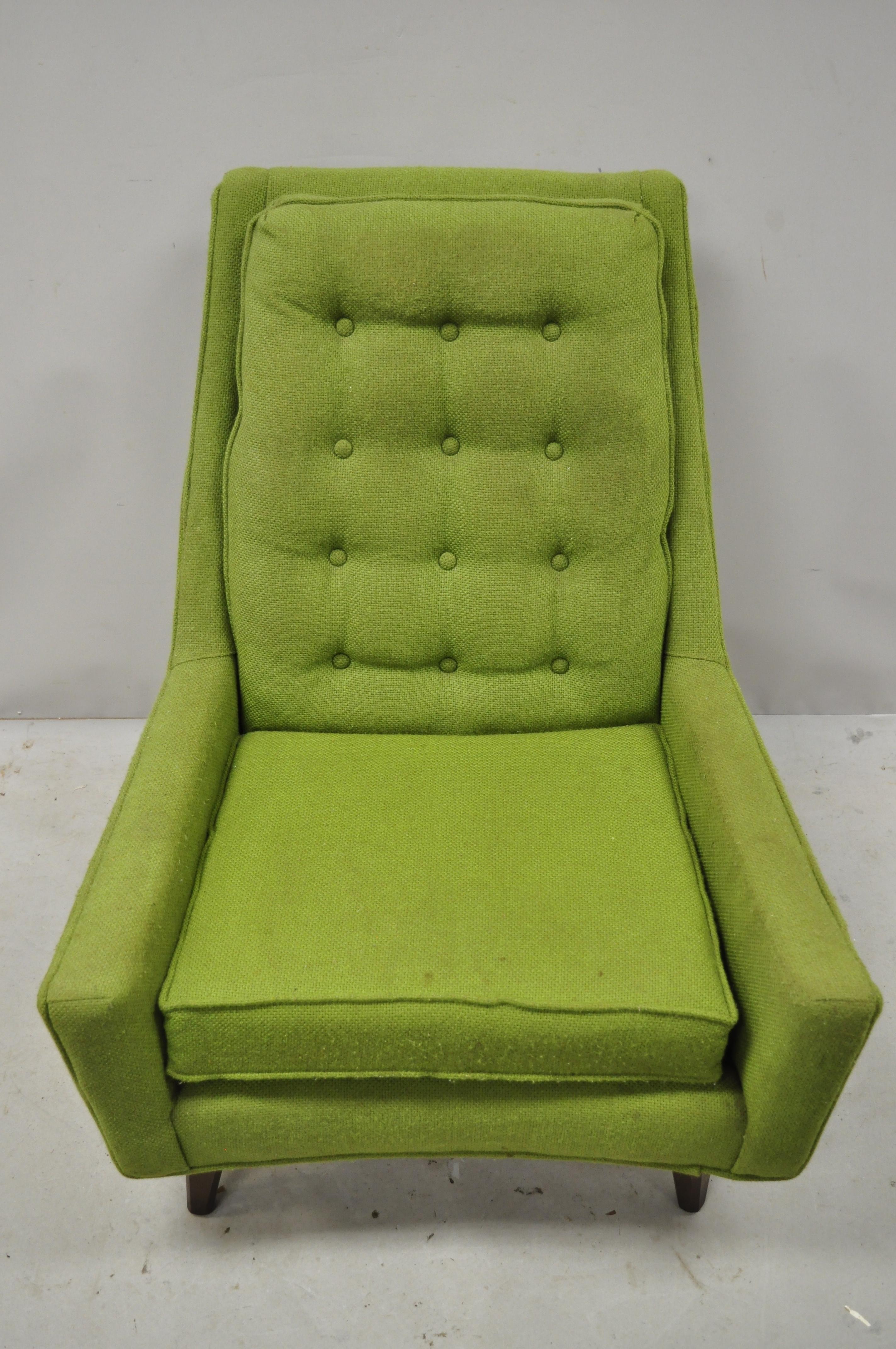 Vintage Mid-Century Modern Walnut Pearsall McCobb Style Green Lounge Chair 6