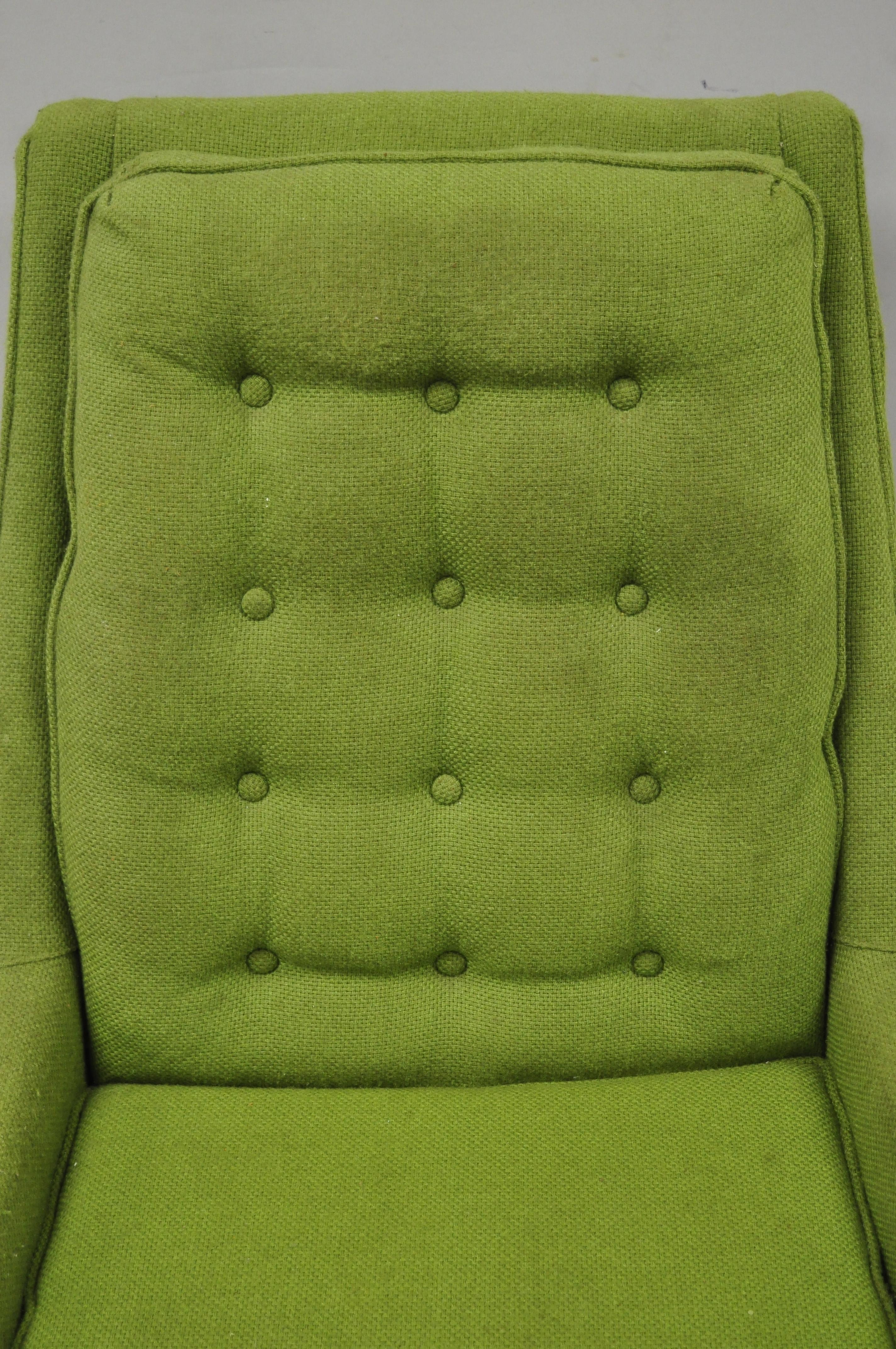 20th Century Vintage Mid-Century Modern Walnut Pearsall McCobb Style Green Lounge Chair