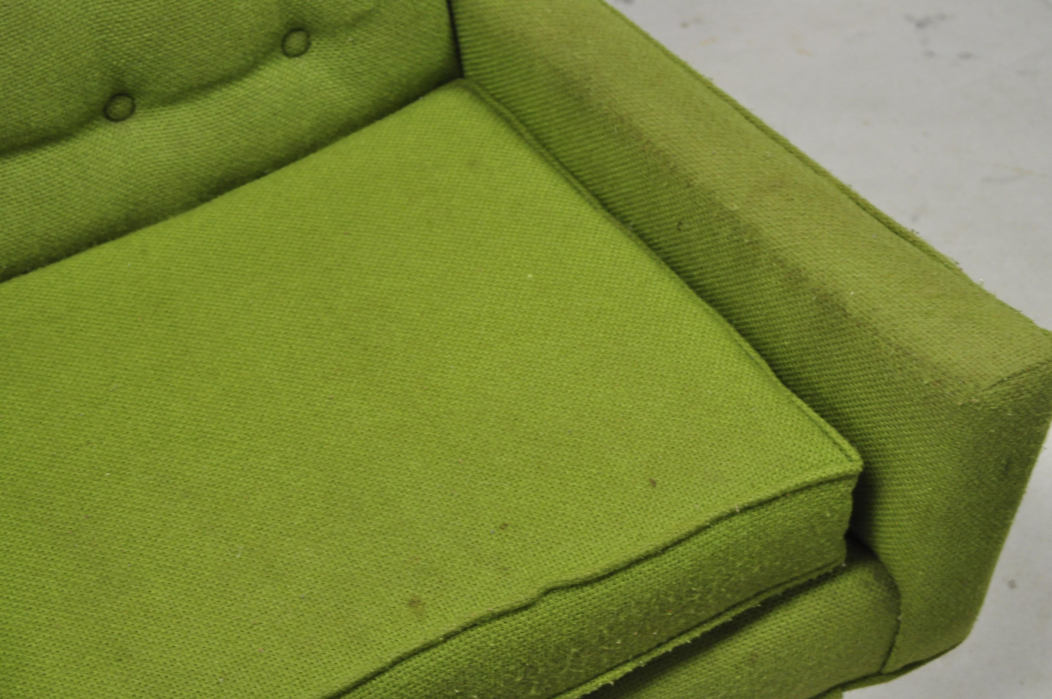 Vintage Mid-Century Modern Walnut Pearsall McCobb Style Green Lounge Chair 2
