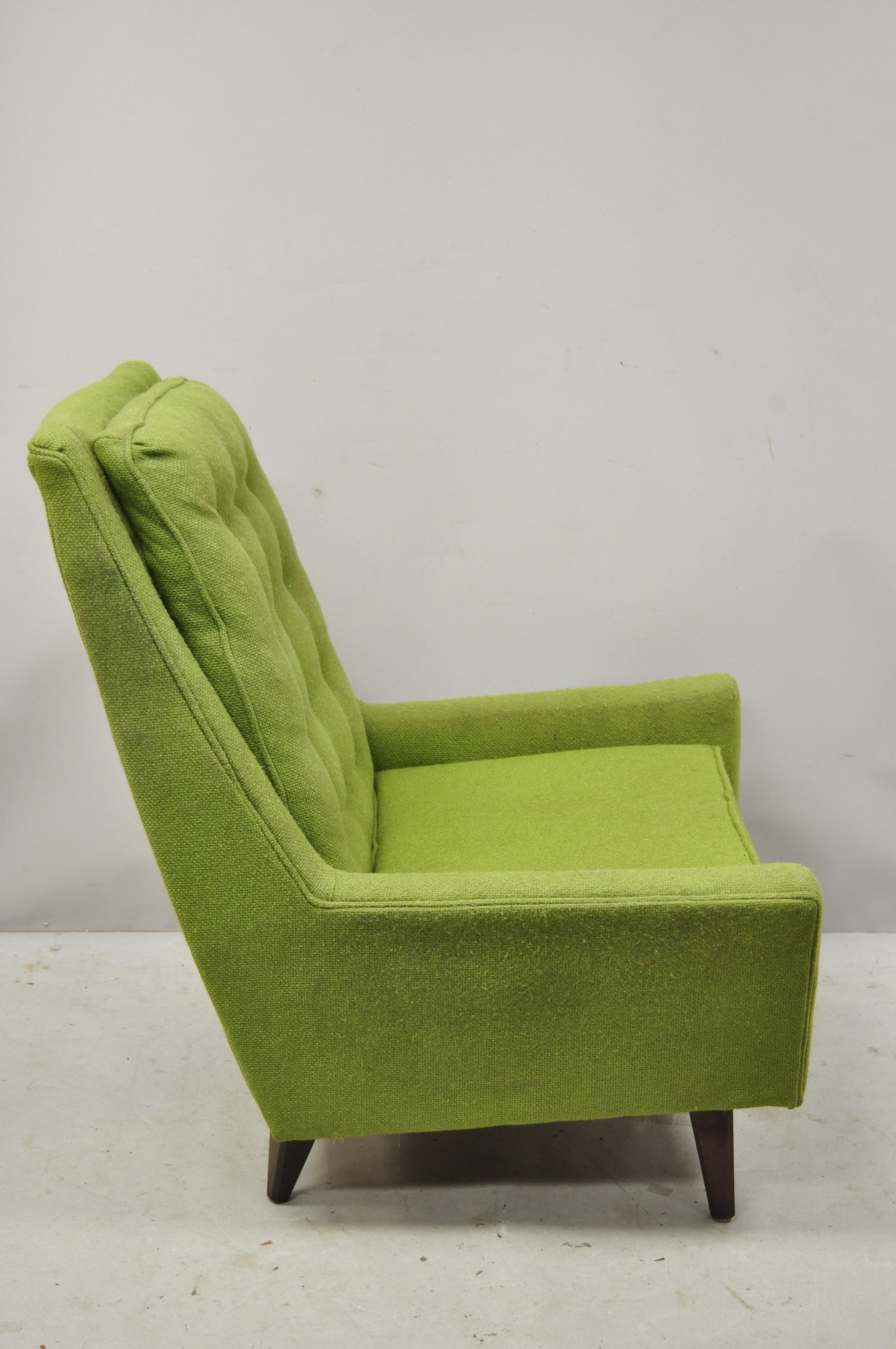 Vintage Mid-Century Modern Walnut Pearsall McCobb Style Green Lounge Chair 3