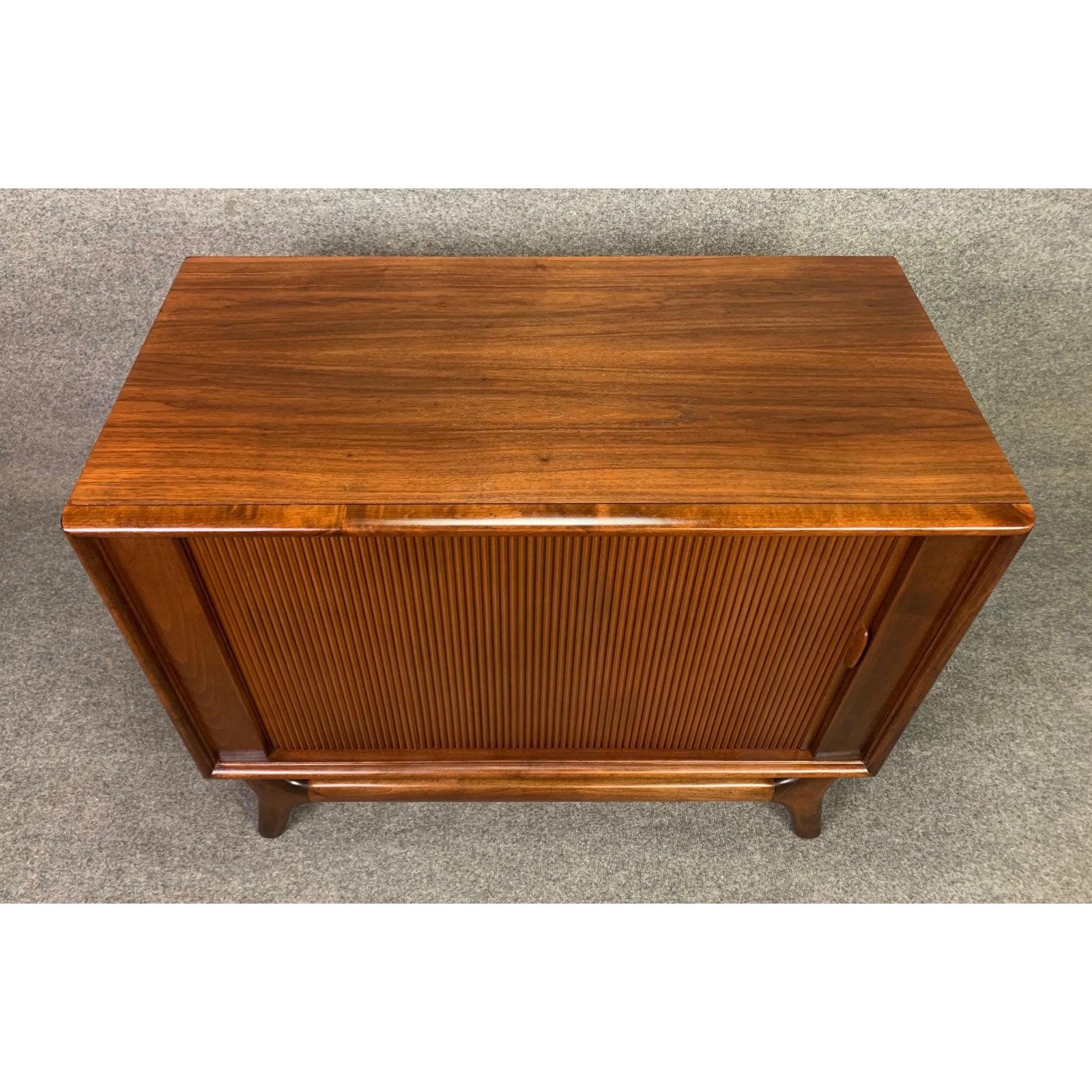 Woodwork Vintage Mid-Century Modern Walnut Record Cabinet by Packard Bell