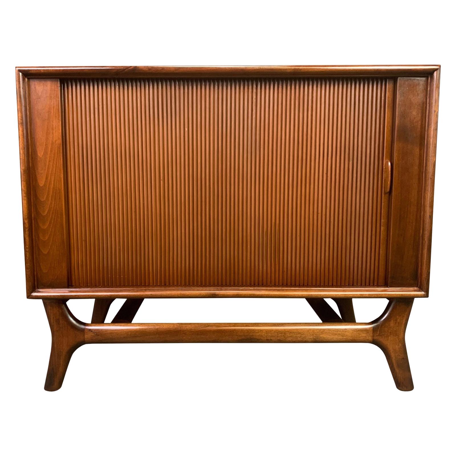Vintage Mid-Century Modern Walnut Record Cabinet by Packard Bell