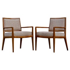 Vintage Mid Century Widdicomb Style Walnut Arm Chairs , Reupholstered