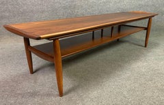 Vintage Mid-Century Modern Walnut Surfboard Coffee Table