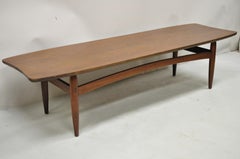 Vintage Mid-Century Modern Walnut Surfboard Sculptural Long Coffee Table