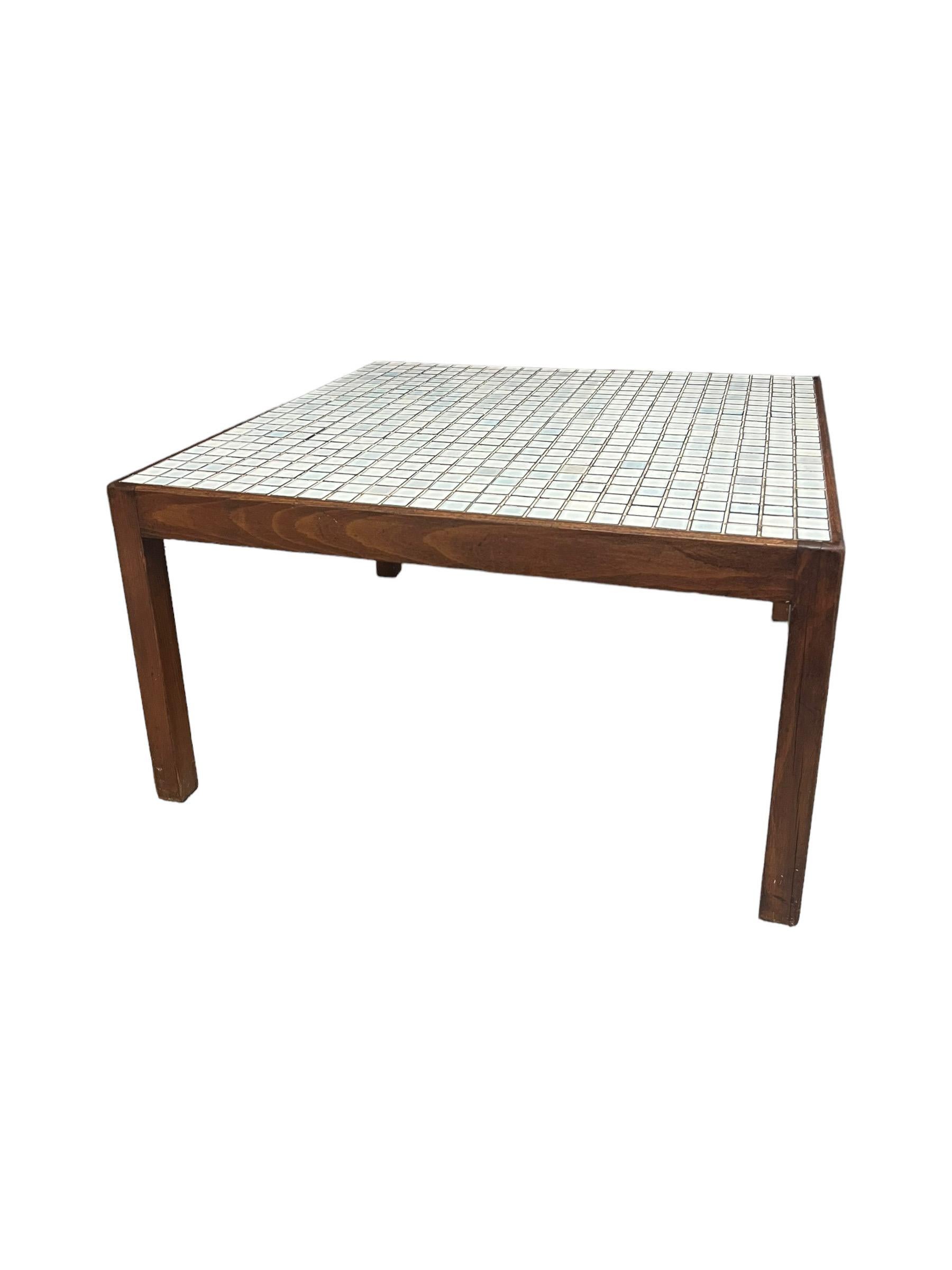 Mid-Century Modern Vintage Mid Century Modern Walnut Table With Tile Top For Sale