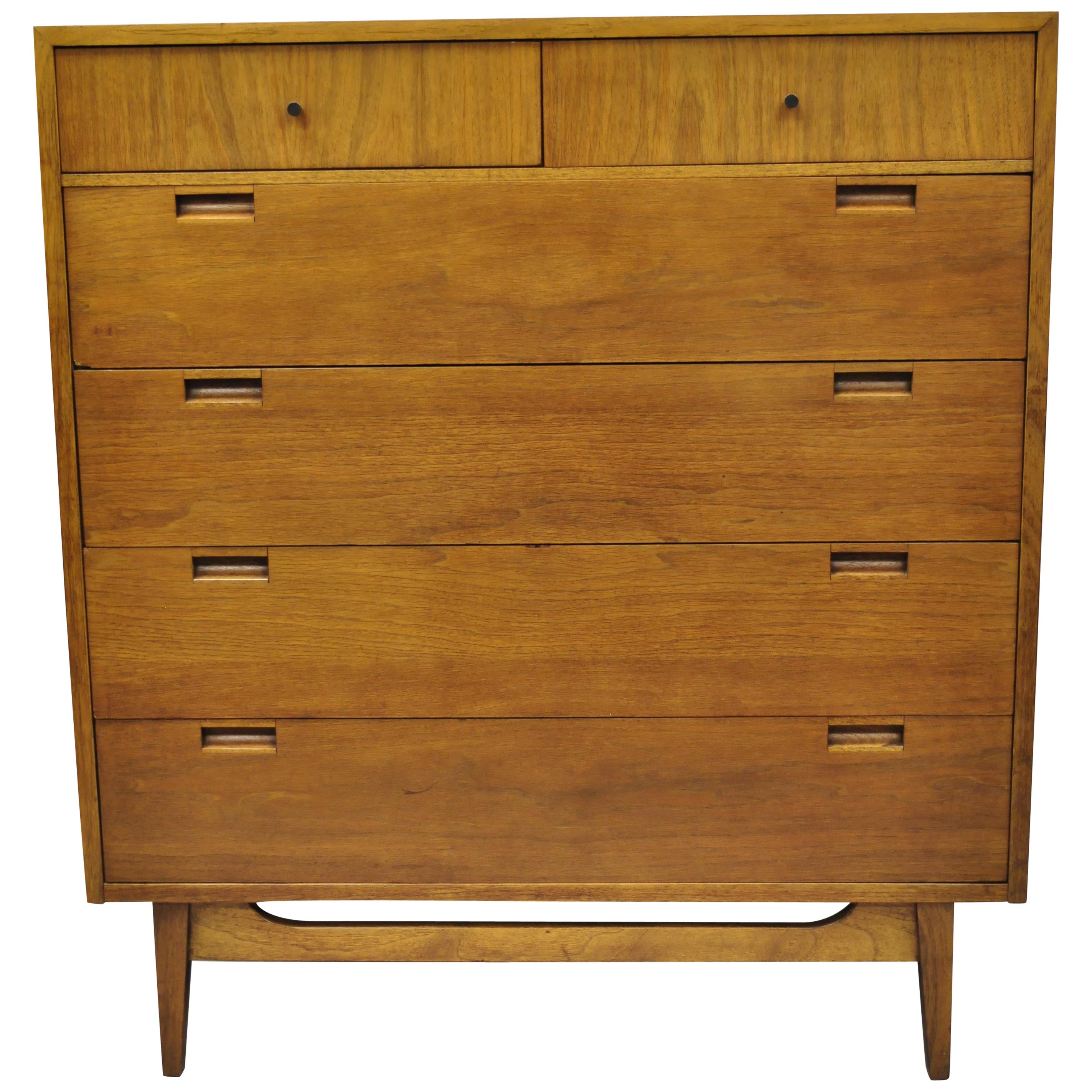 Vintage MidCentury Modern Walnut Tall Chest Dresser by American of