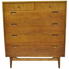 Vintage Mid-Century Modern Walnut Tall Chest Dresser by American of Martinsville