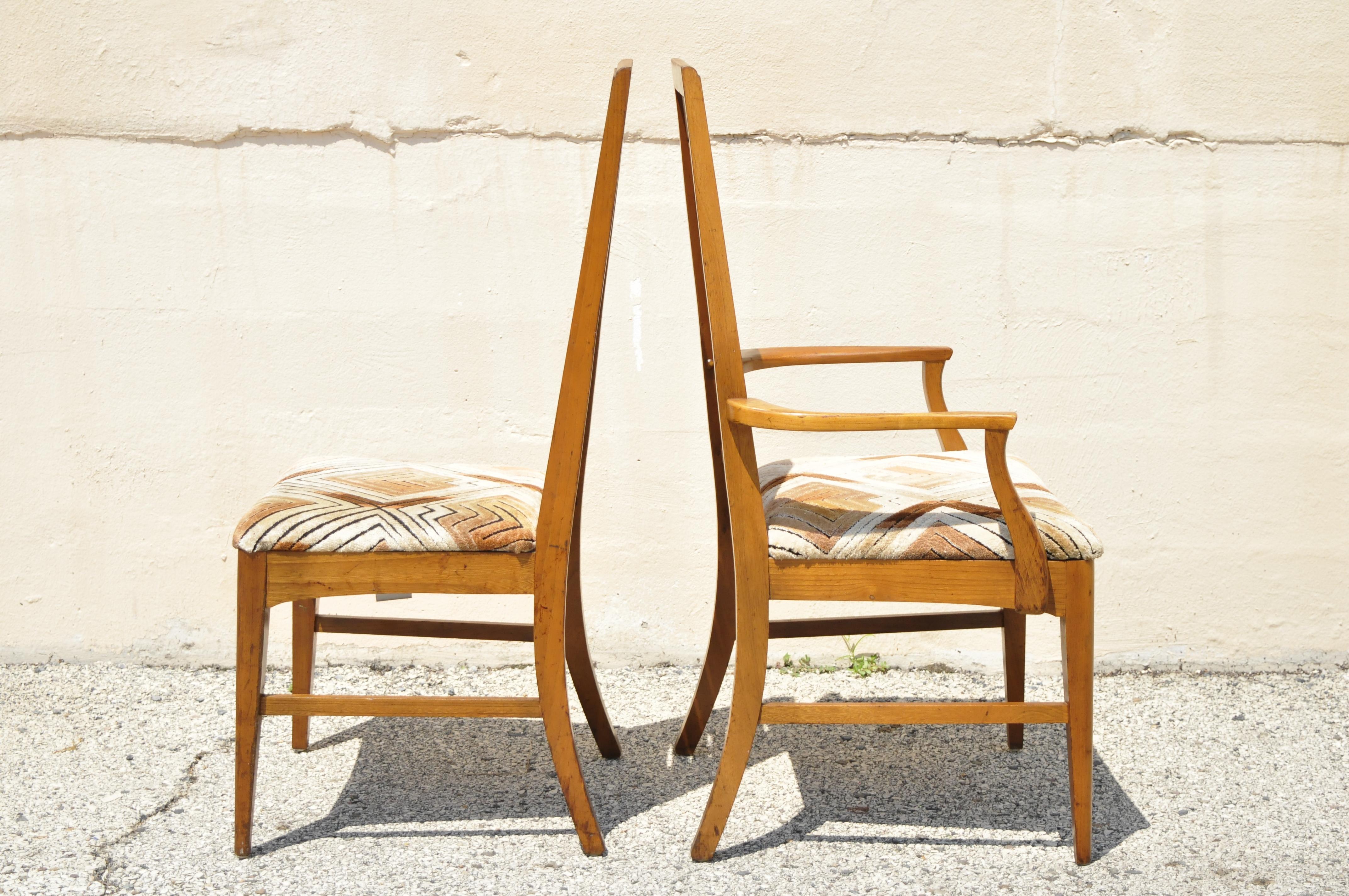 Vintage Mid Century Modern Walnut Tall Ladder Back Dining Chairs - Set of 6 3