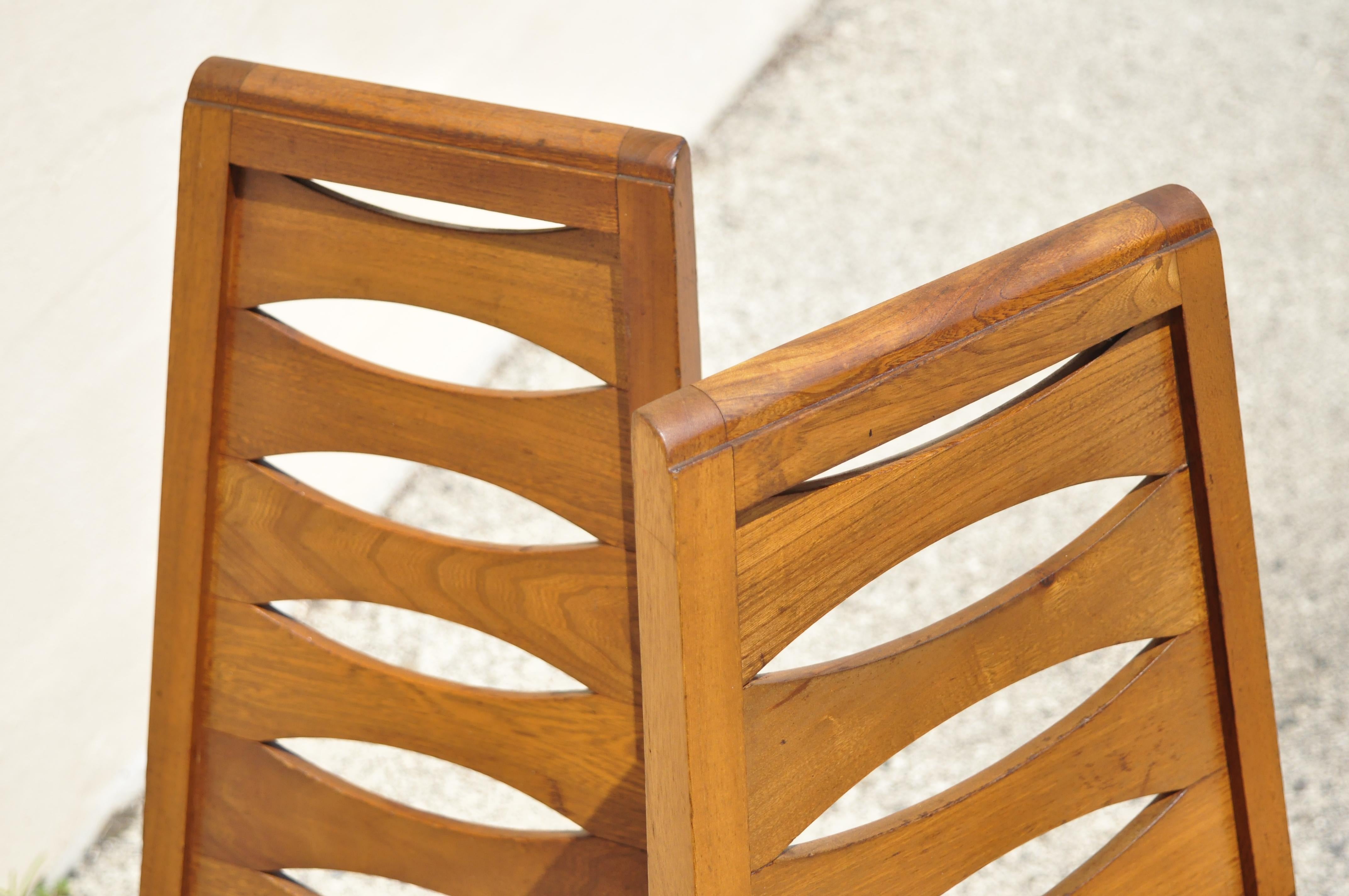 Vintage Mid Century Modern Walnut Tall Ladder Back Dining Chairs - Set of 6 4
