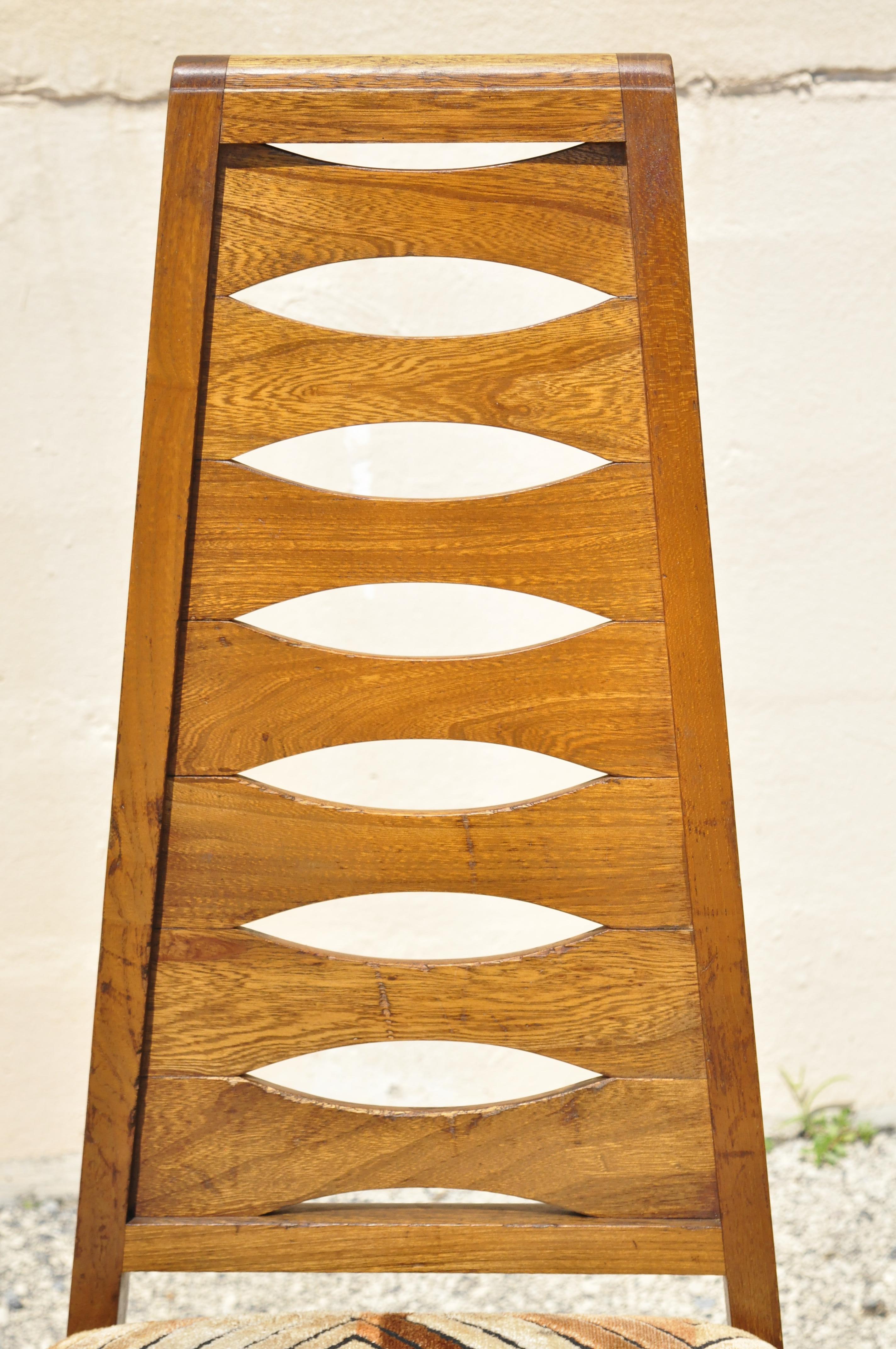 Mid-Century Modern Vintage Mid Century Modern Walnut Tall Ladder Back Dining Chairs - Set of 6