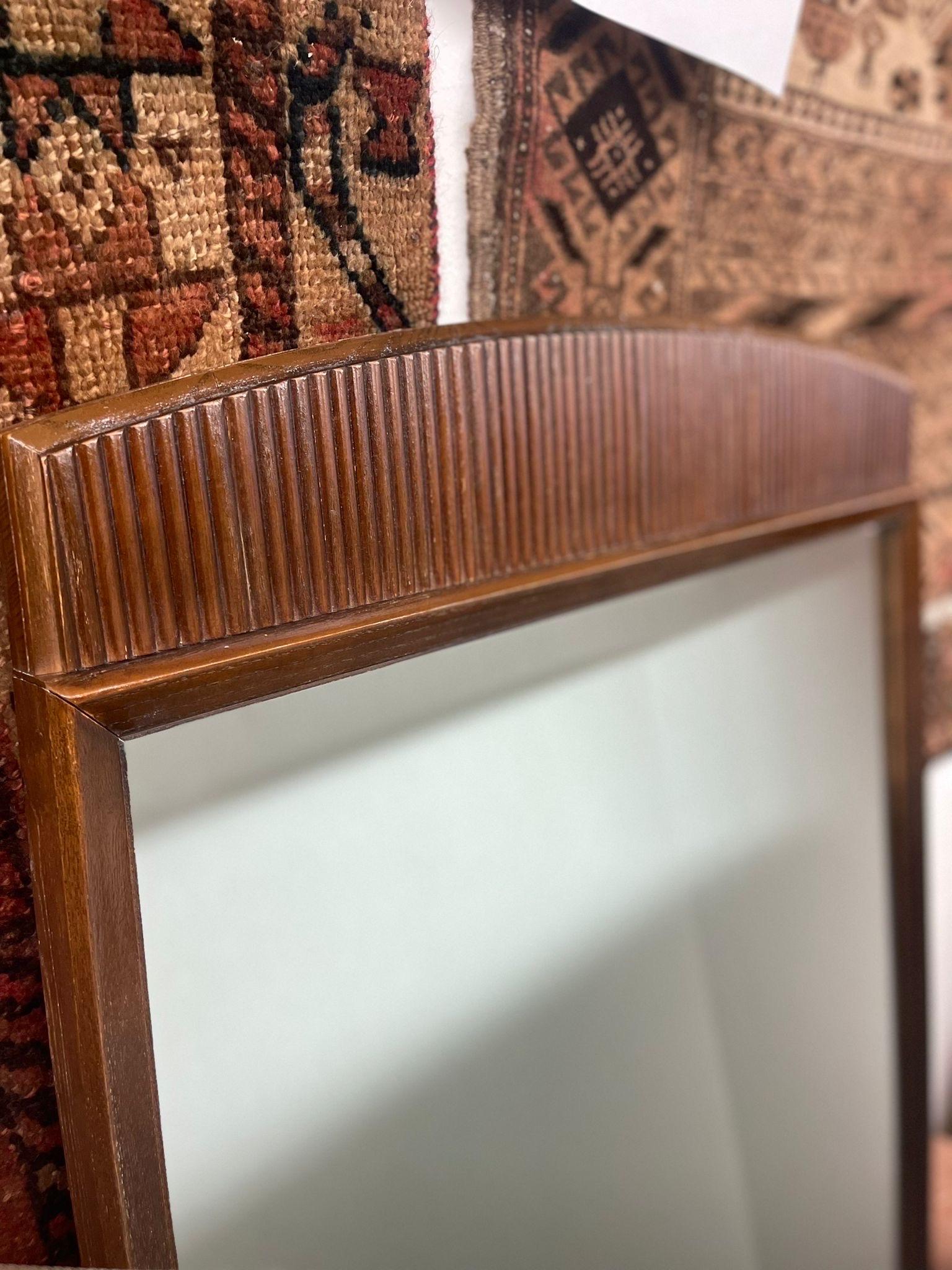 Vintage Mid Century Modern Walnut Tone Mirror by Lane Furniture For Sale 1