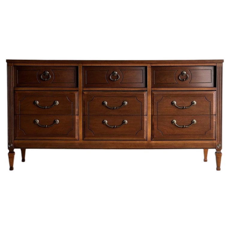 vintage walnut dresser Antique Dresser, Baroque Period 1750 now restored to help you organize or display your possessions Vintage Ward Walnut Nine-Drawer Triple