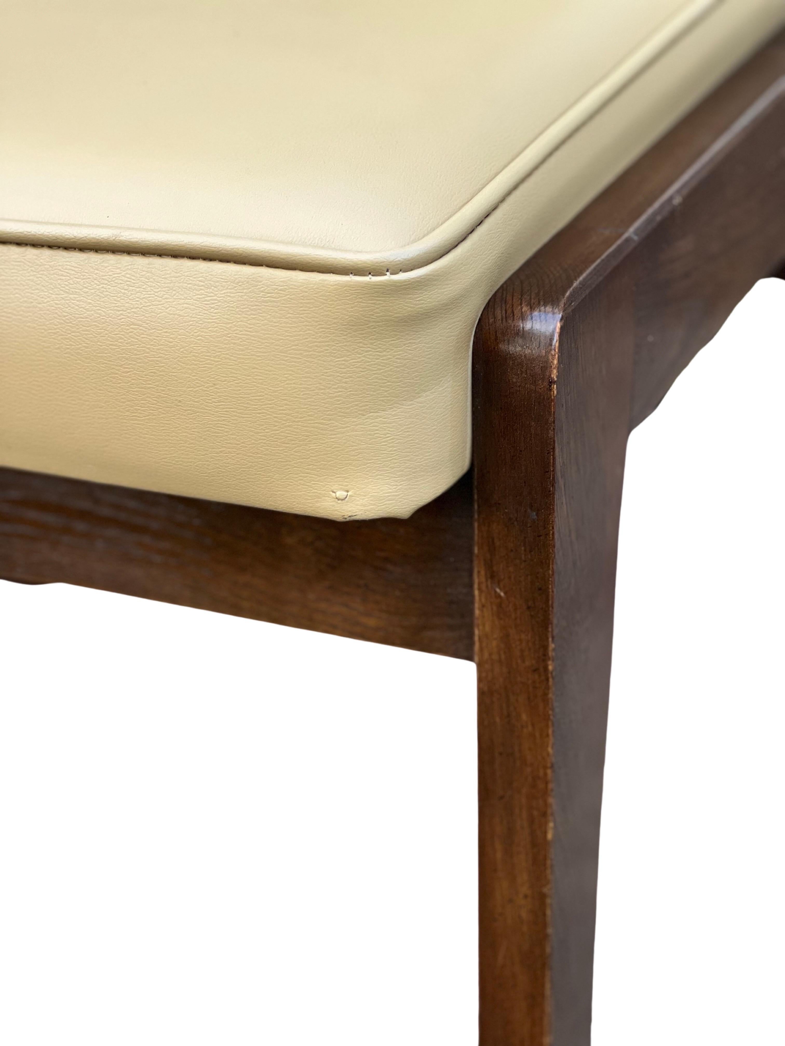 Vintage Mid Century Modern Walnut Upholstered Footstool For Sale 1
