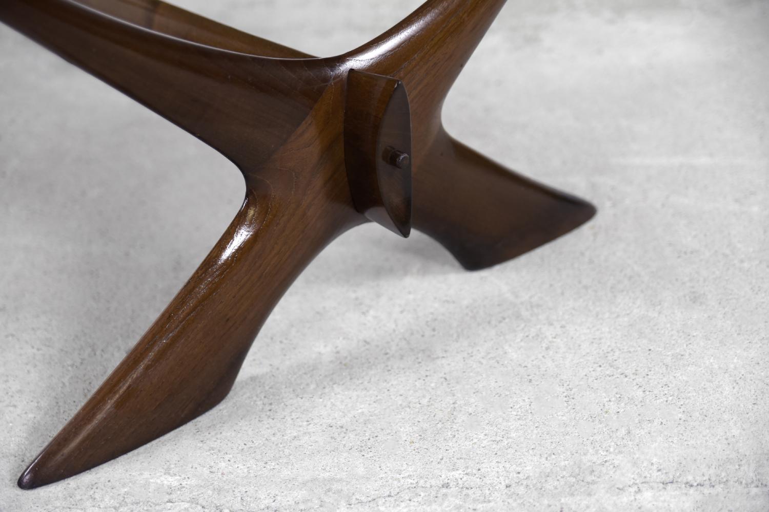 Swedish Vintage Mid-Century Modern Walnut Wood Condor Coffee Table from Örebro Glass For Sale