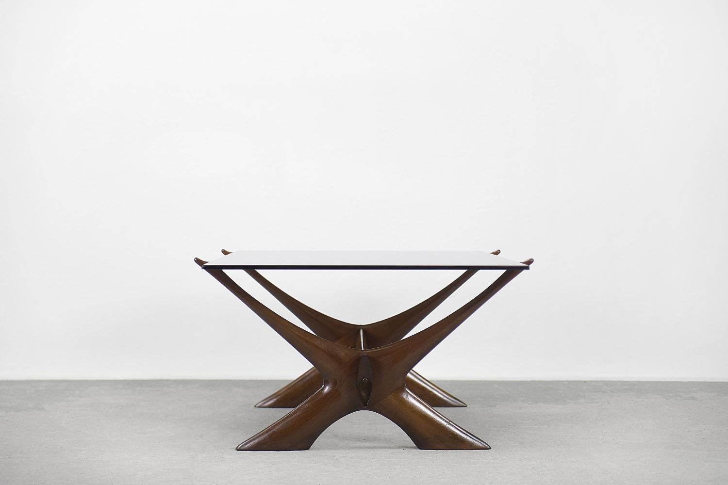 Vintage Mid-Century Modern Walnut Wood Condor Coffee Table from Örebro Glass In Good Condition For Sale In Warszawa, Mazowieckie