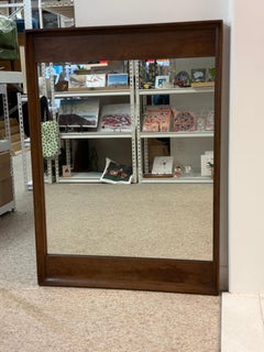 Vintage Mid Century Modern Walnut Wood Mirror by Stanley Furniture