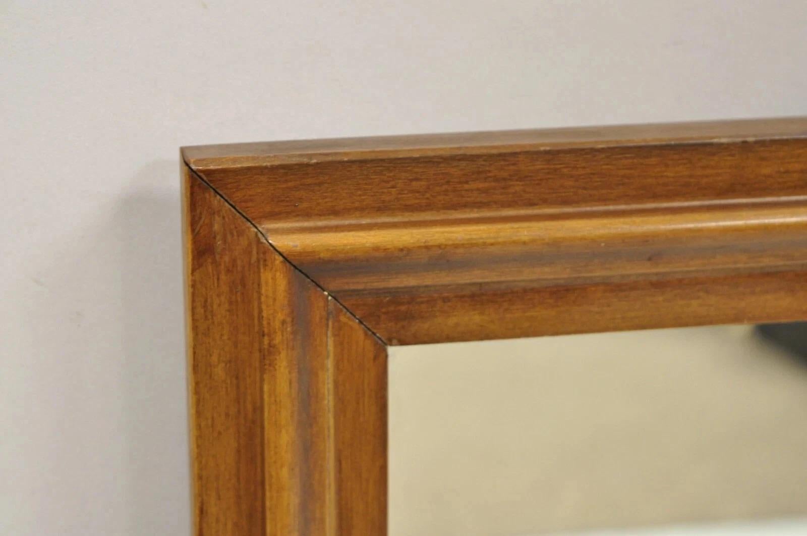 Inconnu Vintage Mid Century Modern Walnut Wooden Frame 27 x 41 Modernist Wall Mirror en vente