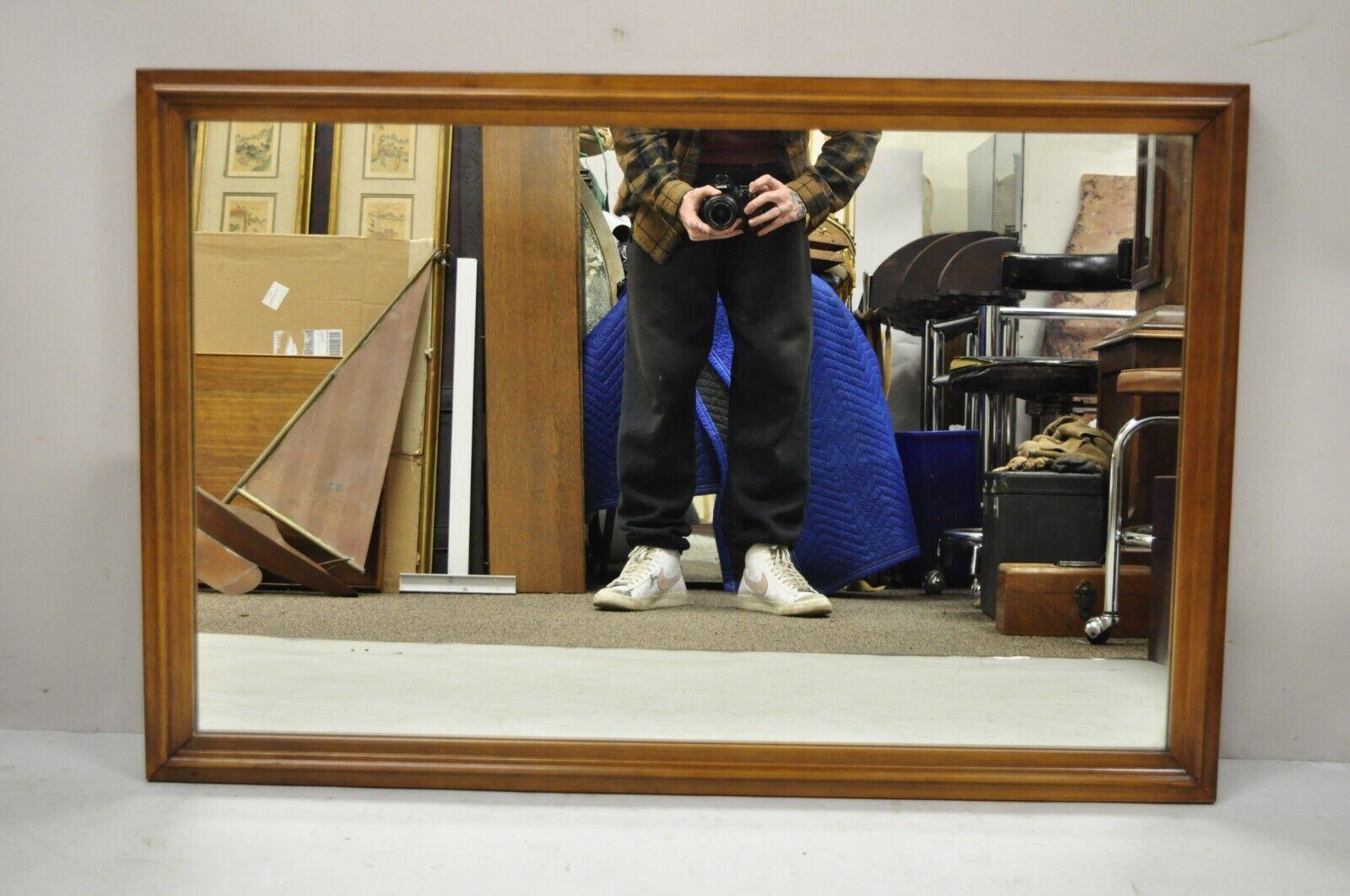 Vintage Mid-Century Modern Walnut Wooden Frame Modernist Wall Mirror For Sale 2