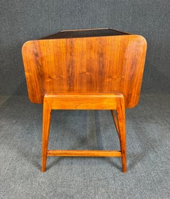 Vintage Mid Century Modern Walnut Writing Desk With Roll Top by Sligh-Lowry