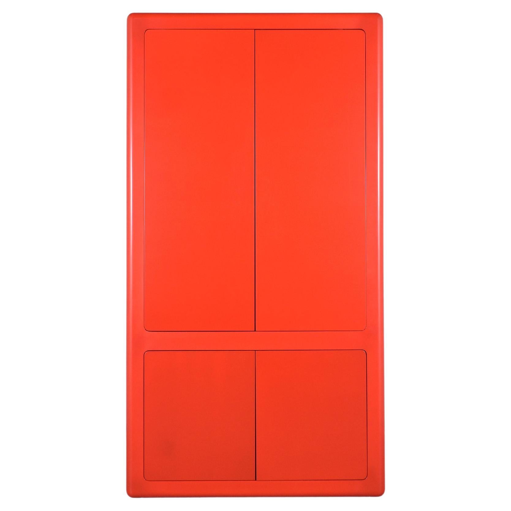 Introducing our exceptional 1980s Red Lacquered Wardrobe, a true representation of Mid-Century Modern craftsmanship, meticulously restored by our dedicated in-house team. This standout armoire, a treasure from the past, blends timeless design with