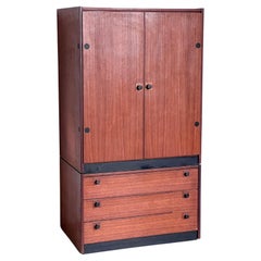 Moderner Mid-Century-Kleiderschrank aus der Mitte des Jahrhunderts, modular, japanischer Stil, Nussbaum und Schwarz