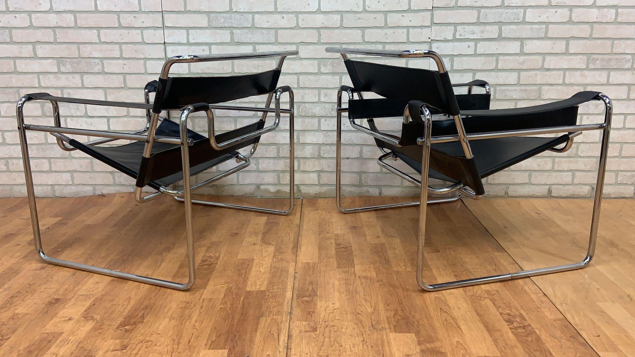 Vintage Mid Century Modern Wassily Armchair Attributed to Marcel Breuer - Pair  For Sale 2