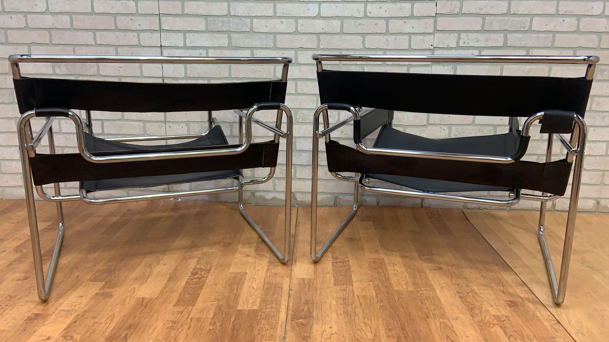 Vintage Mid Century Modern Wassily Armchair Attributed to Marcel Breuer - Pair  For Sale 3