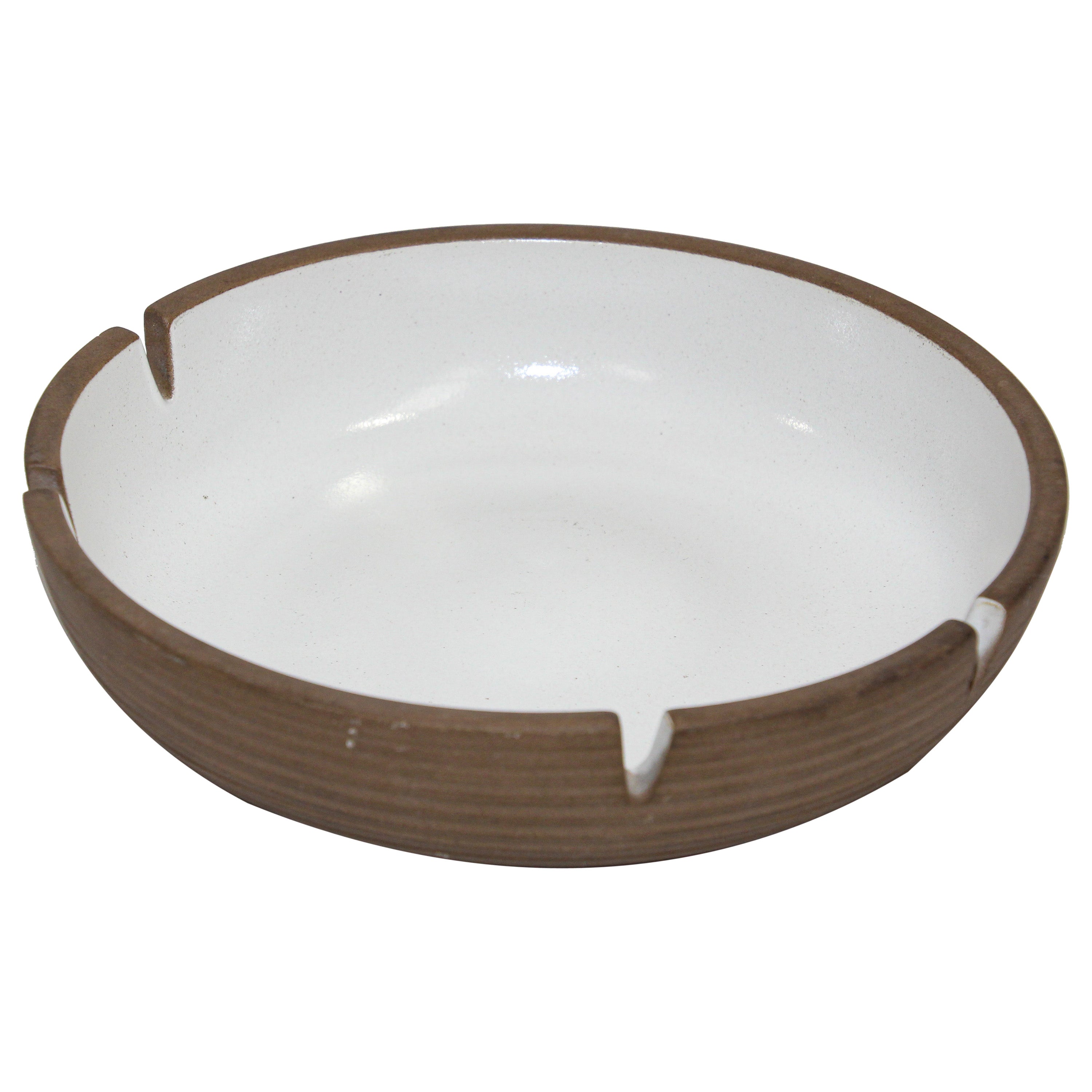 Vintage Mid-Century Modern White Ceramic Ashtray by Edith Heath