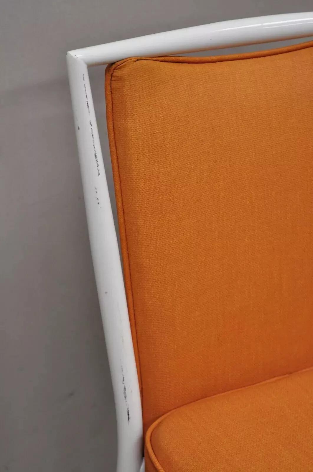 Vintage Mid Century Modern White Steel Metal Orange Dining Side Chairs - a Pair For Sale 1