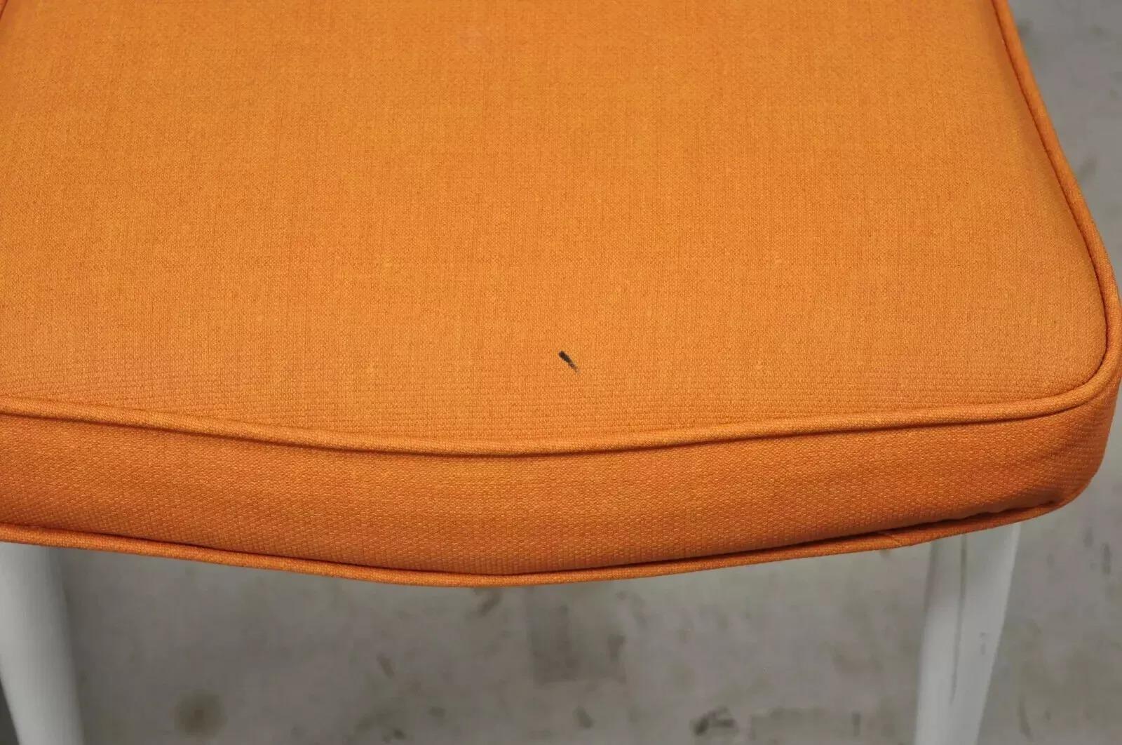 Vintage Mid Century Modern White Steel Metal Orange Dining Side Chairs - a Pair For Sale 2