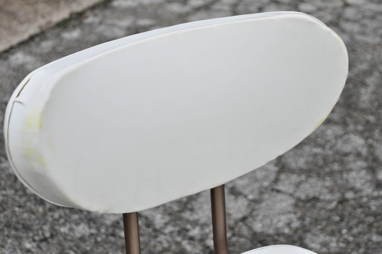 Vintage Mid-Century Modern White Vinyl Swivel Seat Bar Stools, Set of 6 5