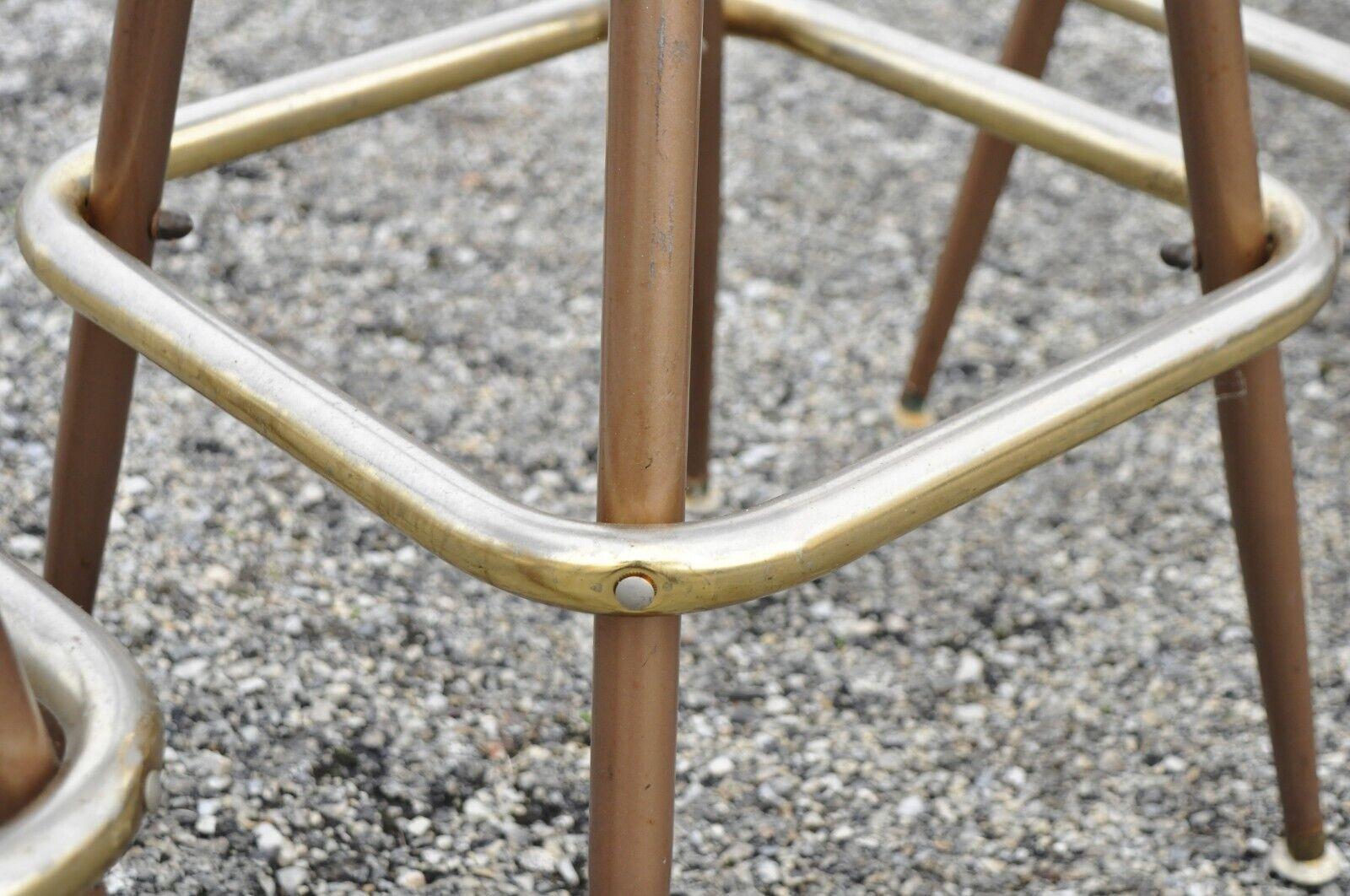 Vintage Mid-Century Modern White Vinyl Swivel Seat Bar Stools, Set of 6 7