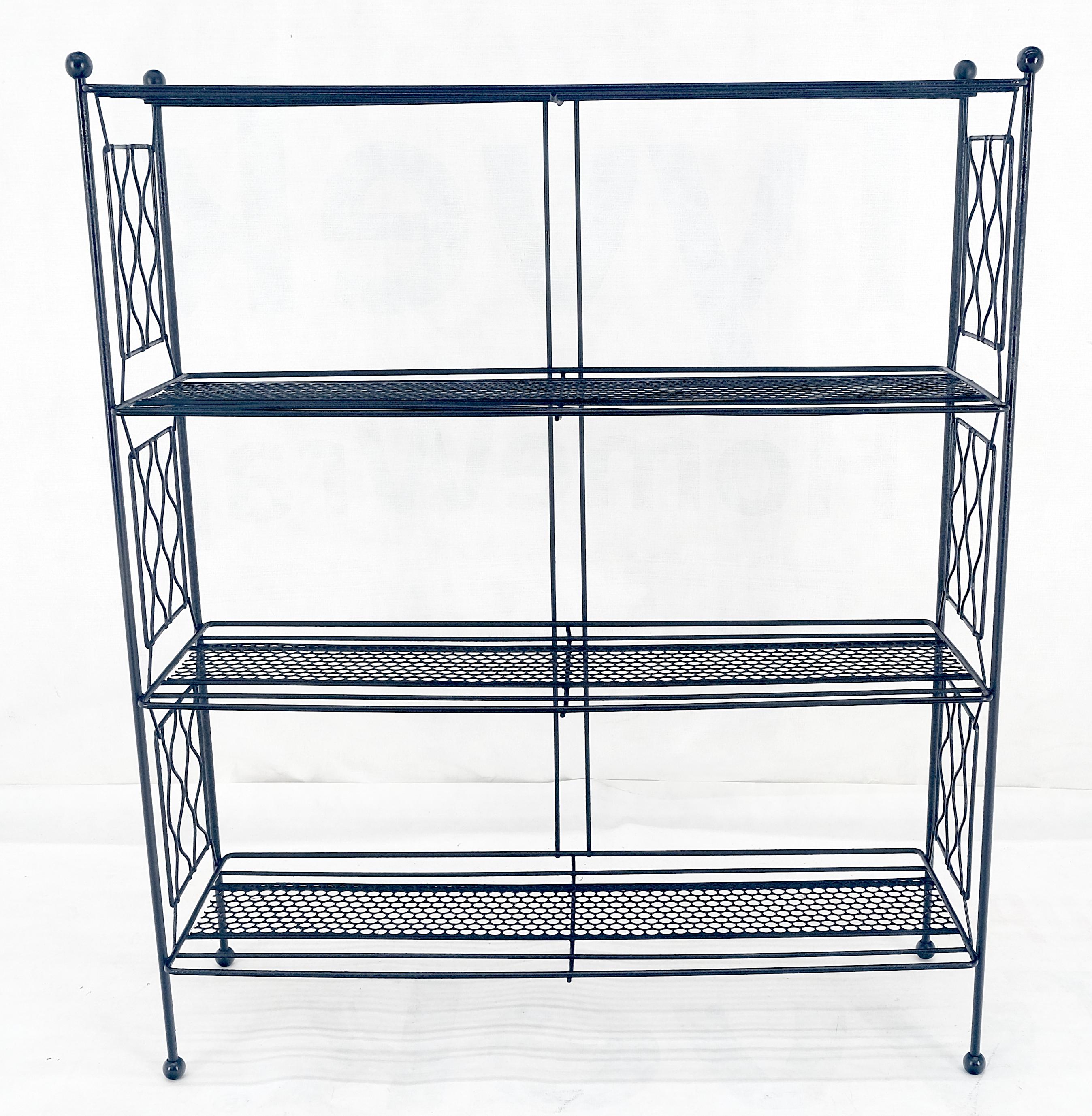 Vintage Mid Century Modern Wire Rack Shelf Unit Ball Finials Tony Paul MINT! For Sale 4