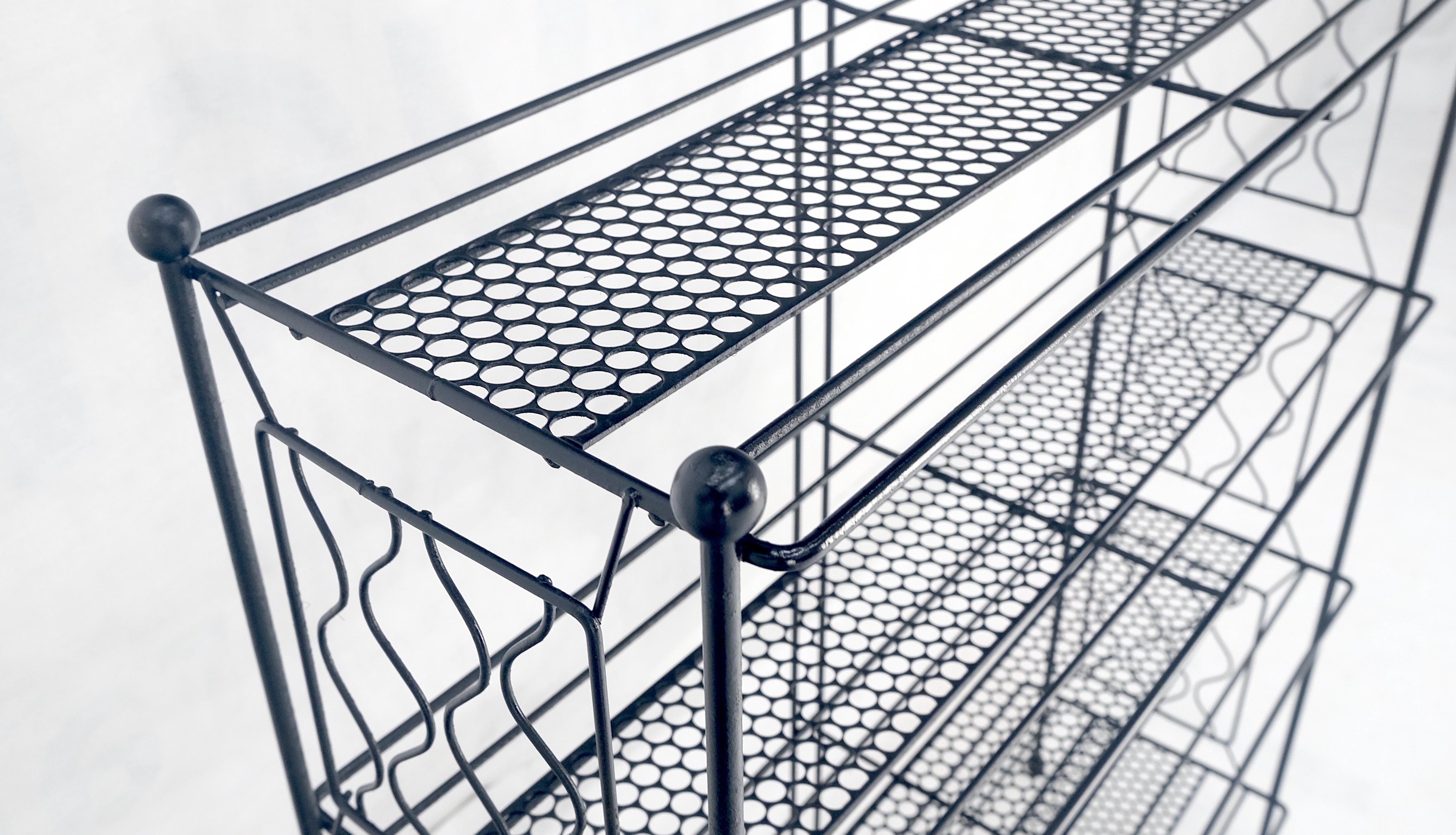 Vintage Mid Century Modern Wire Rack Shelf Unit Ball Finials Tony Paul MINT! For Sale 5