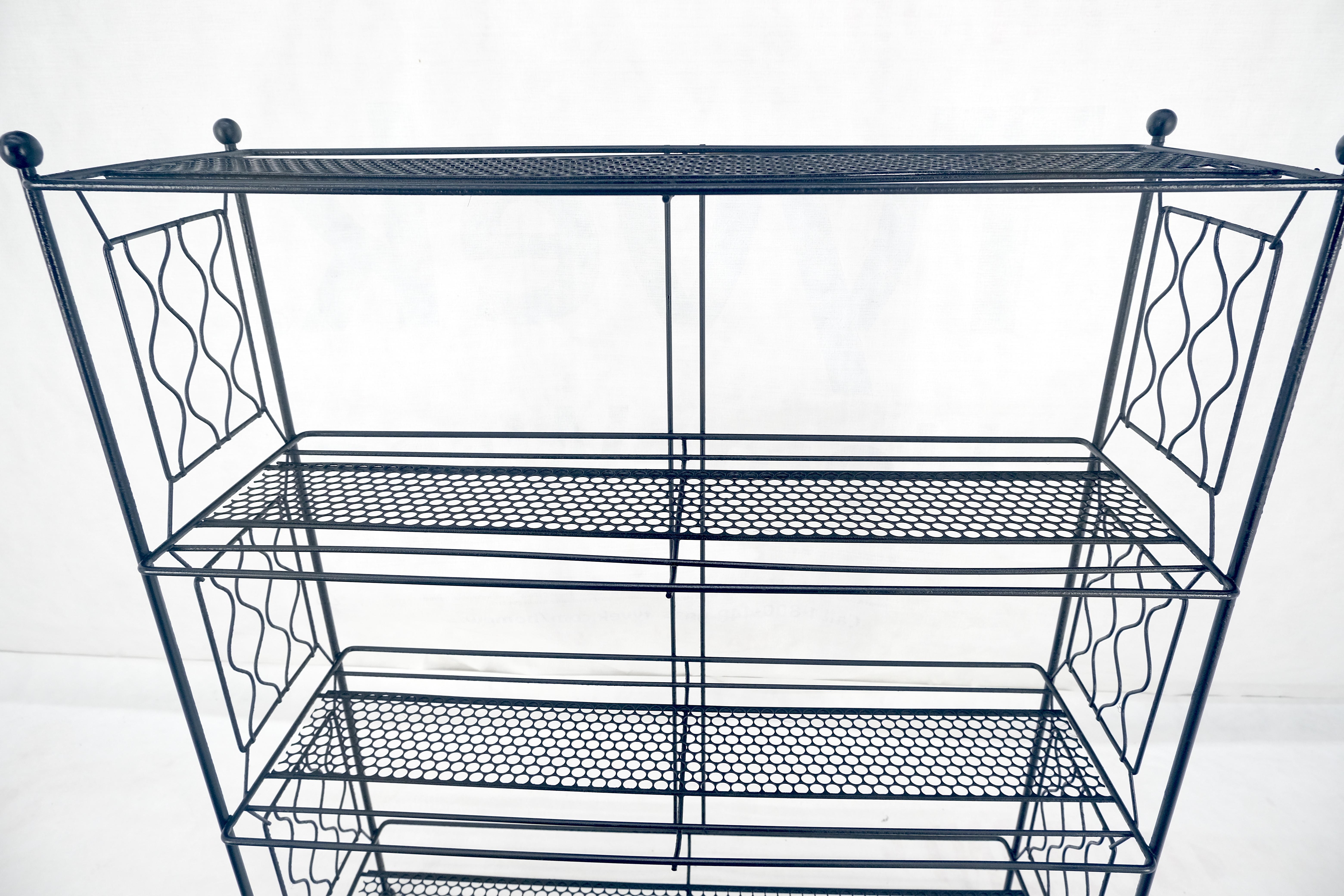 Vintage Mid Century Modern Wire Rack Shelf Unit Ball Finials Tony Paul MINT! For Sale 6